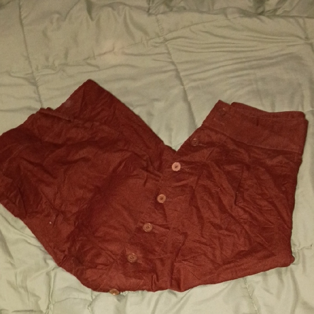 Anthropologie Rust Brown Button-Front Skirt